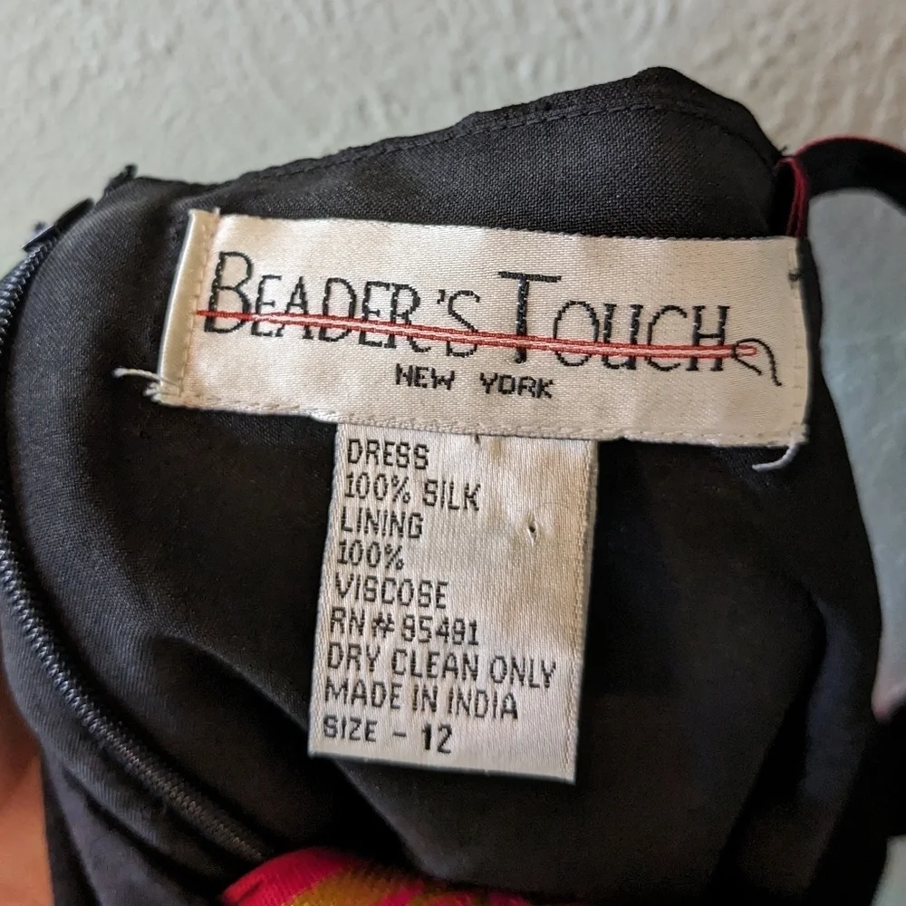 Vintage Y2K  Beaders Touch 100% Silk Midi Dress Size L - Picture 8 of 8